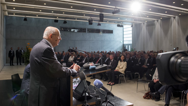 Giorgio Napolitano e Didier Burkhalter all'USI